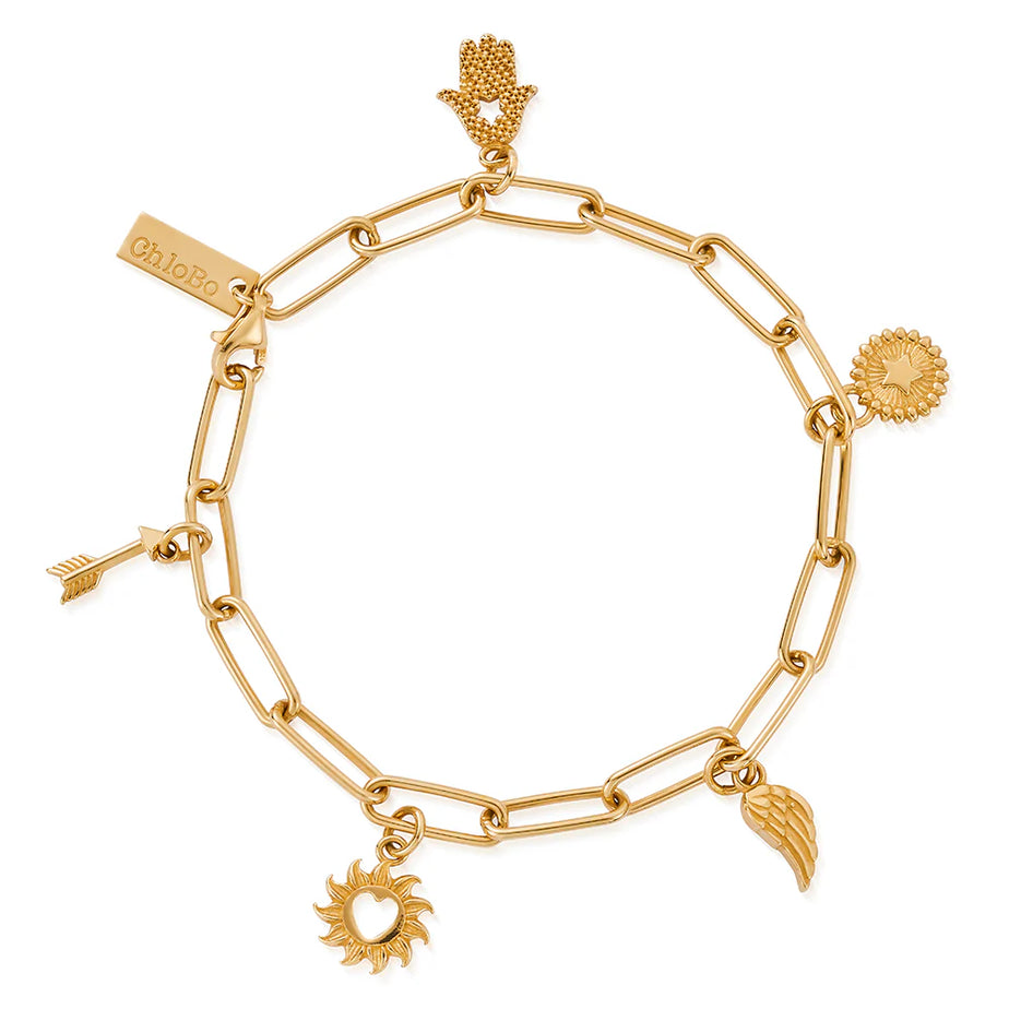 ChloBo Soul Compass Multi Charm Link Chain Bracelet