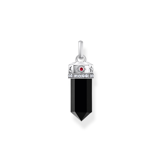 Thomas Sabo Silver Blackened Pendant With Onyx In Hexagon-Shape and Stones