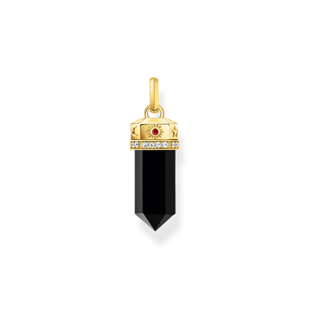 Thomas Sabo  Yellow-gold Plated Pendant with Onyx In Hexagon-Shape and Stones