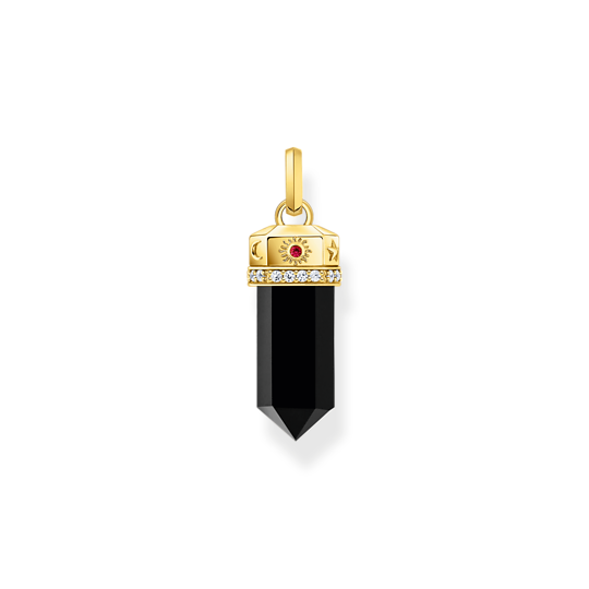 Thomas Sabo  Yellow-gold Plated Pendant with Onyx In Hexagon-Shape and Stones