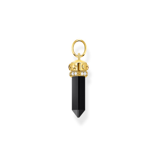 Thomas Sabo  Yellow-gold Plated Pendant with Onyx In Hexagon-Shape and Stones