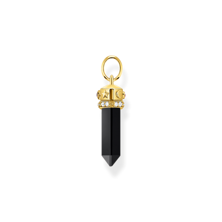 Thomas Sabo  Yellow-gold Plated Pendant with Onyx In Hexagon-Shape and Stones