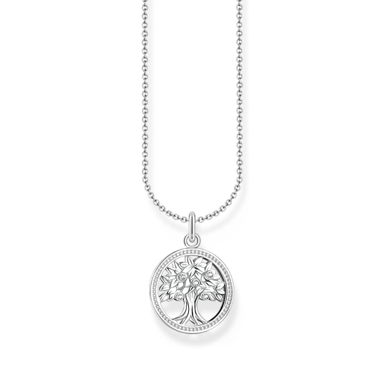 Thomas Sabo Silver Necklace With Tree Of Love Pendant and White Zirconia