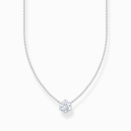 Thomas Sabo Silver Necklace With White Zirconia Pendant