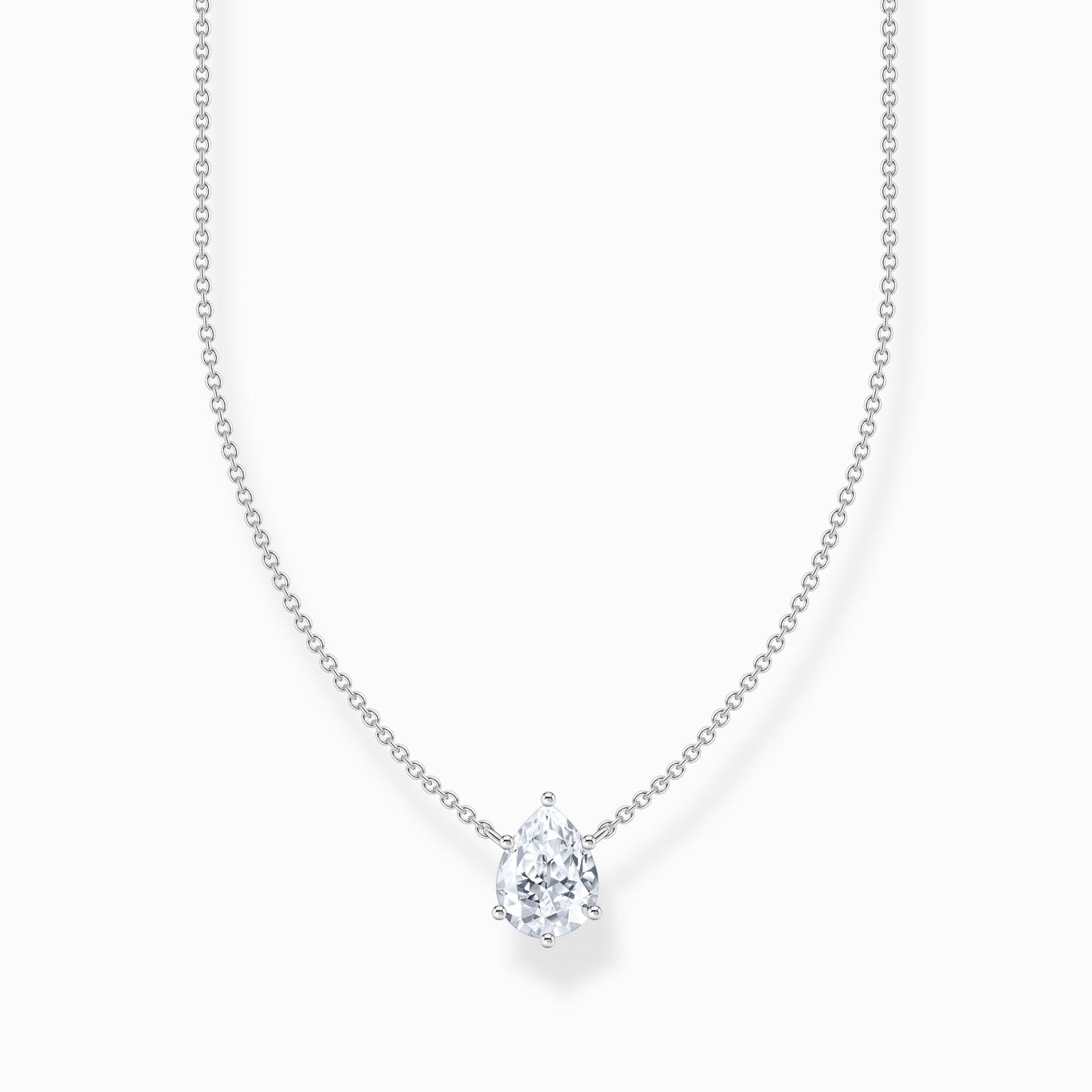 Thomas Sabo Silver Necklace with White Drop-Shaped Pendant