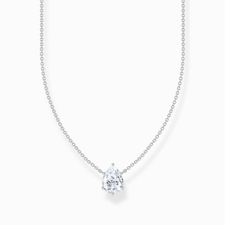 Thomas Sabo Silver Necklace with White Drop-Shaped Pendant