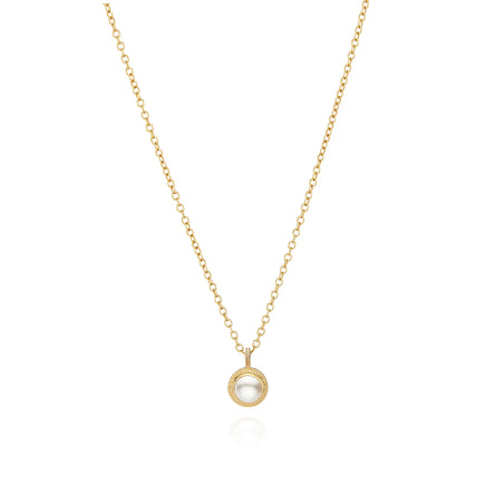 Anna Beck Small Pearl Circle Drop Necklace