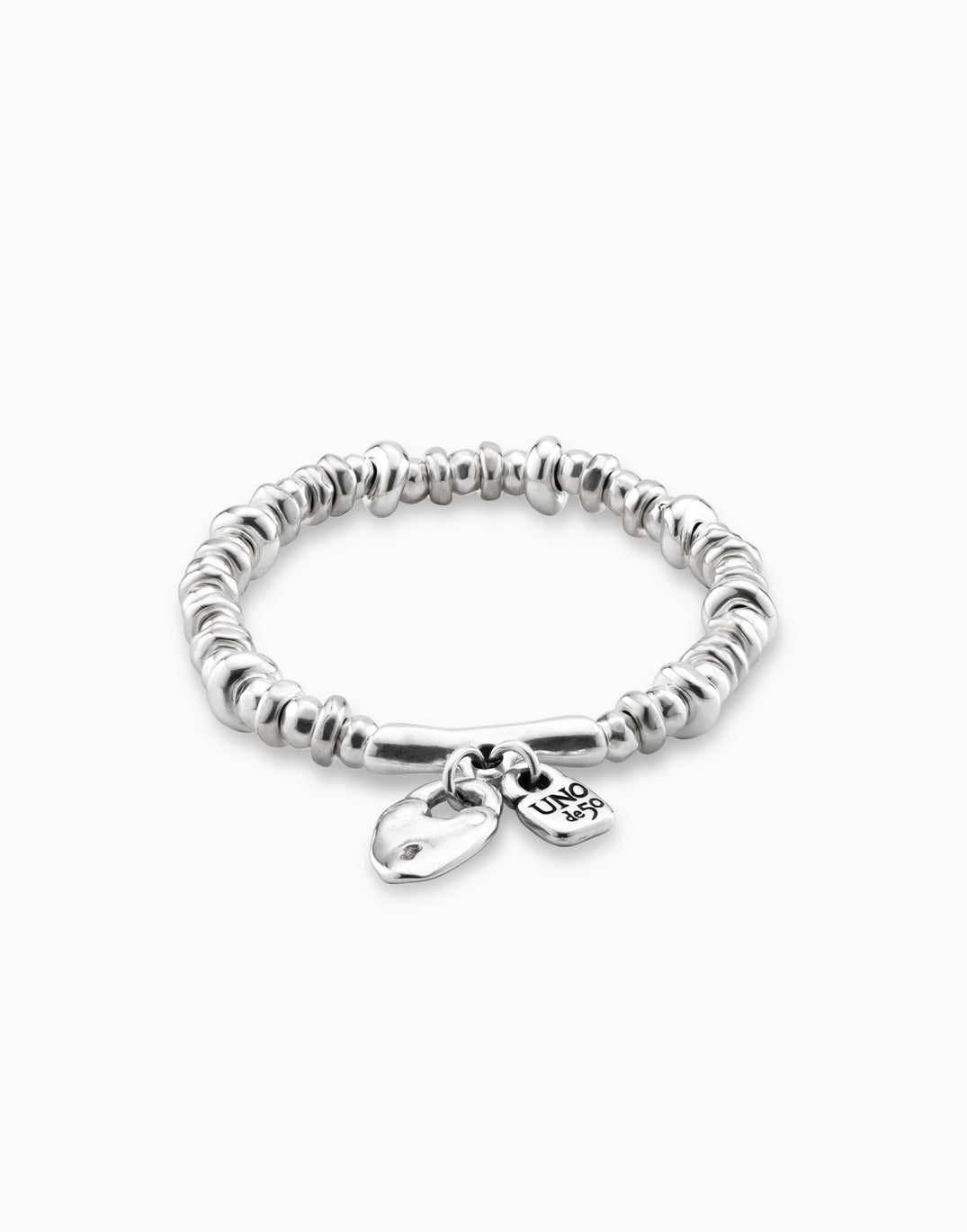 UNO de 50 Silver Bracelet with Heart Padlock