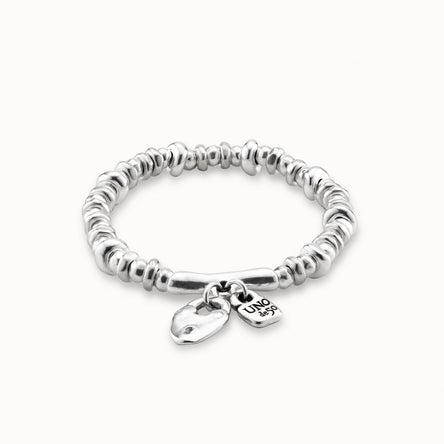 UNO de 50 Silver Bracelet with Heart Padlock