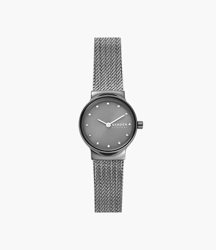 Skagen Freja Two-Hand Grey-Tone Steel Mesh Watch