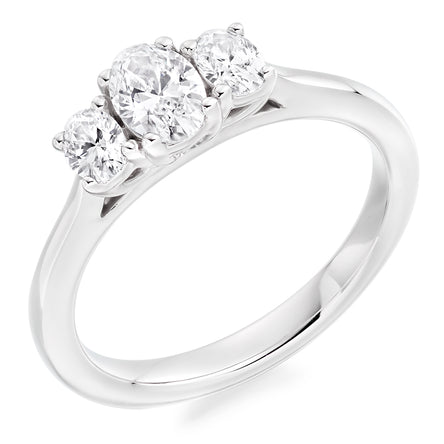 Platinum Trilogy Oval Natural Diamond Engagement Ring