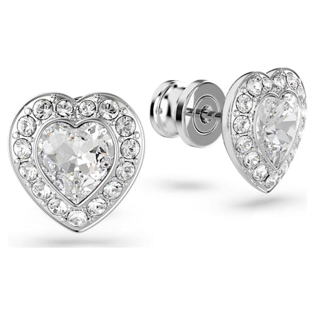 Ariana Grande x Swarovski stud earrings Mixed cuts, Heart, White, Rhodium plated