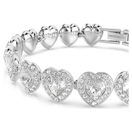 Ariana Grande x Swarovski Tennis bracelet Mixed cuts, Heart, White, Rhodium plated