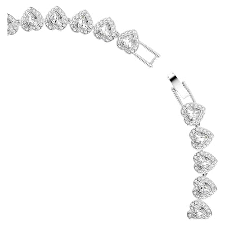 Ariana Grande x Swarovski Tennis necklace Mixed cuts, Heart, White, Rhodium plated