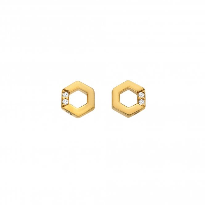 HD X JJ Hexagon White Topaz Earrings