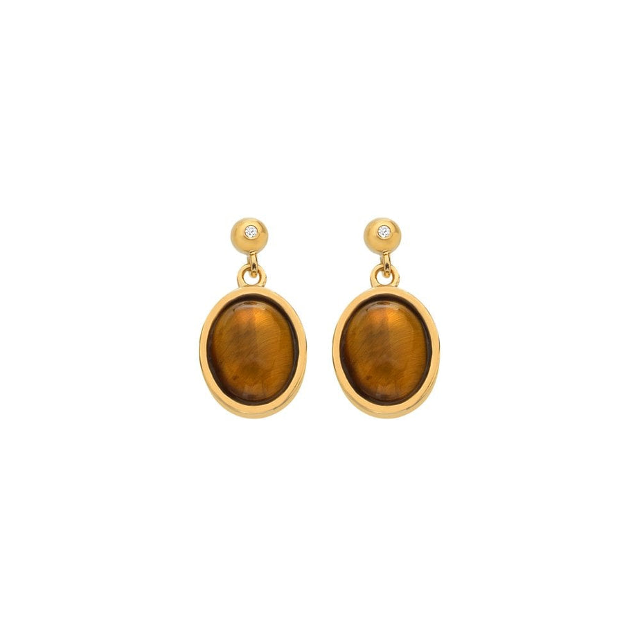 HDXGEM Oval Drop Earrings - Tigers Eye