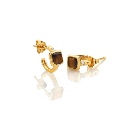 HDXGEM Square Huggie Earrings - Tigers Eye