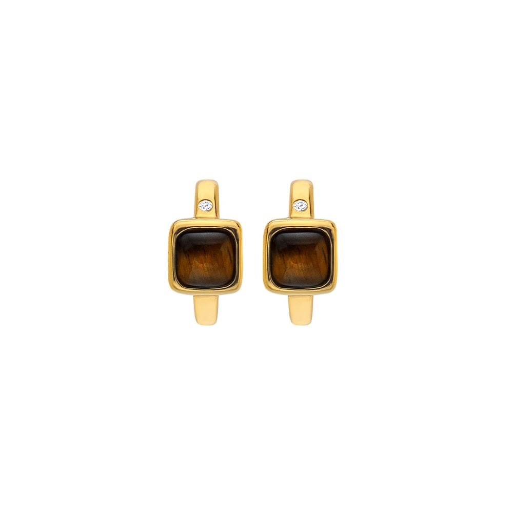 HDXGEM Square Huggie Earrings - Tigers Eye