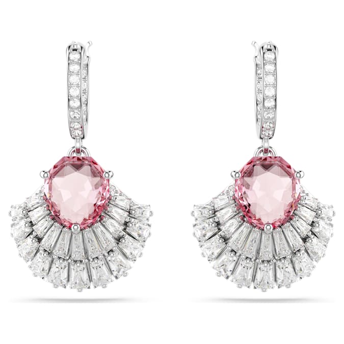 Swarovski Idyllia drop earrings Shell, Pink, Rhodium plated