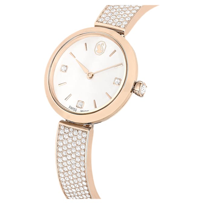 Swarovski Illumina watch Swiss Made, Metal bracelet, Gold tone, Champagne gold-tone finish