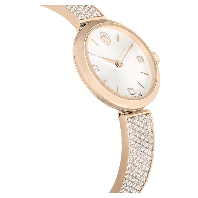 Swarovski Illumina watch Swiss Made, Metal bracelet, Gold tone, Champagne gold-tone finish