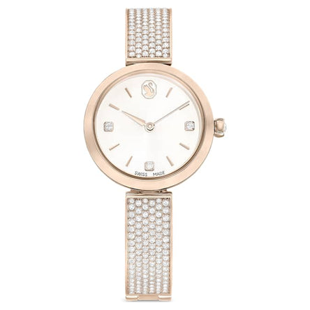 Swarovski Illumina watch Swiss Made, Metal bracelet, Gold tone, Champagne gold-tone finish