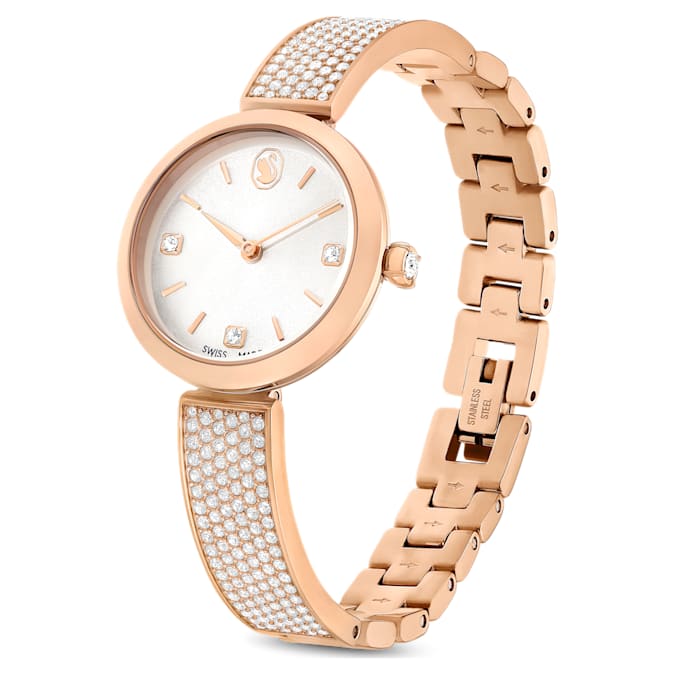 Swarovski Illumina watch Swiss Made, Metal bracelet, Rose gold tone, Rose gold-tone finish