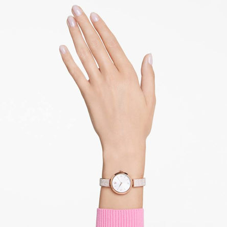 Swarovski Illumina watch Swiss Made, Metal bracelet, Rose gold tone, Rose gold-tone finish