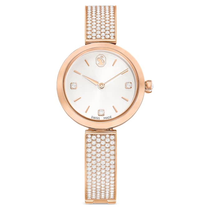 Swarovski Illumina watch Swiss Made, Metal bracelet, Rose gold tone, Rose gold-tone finish