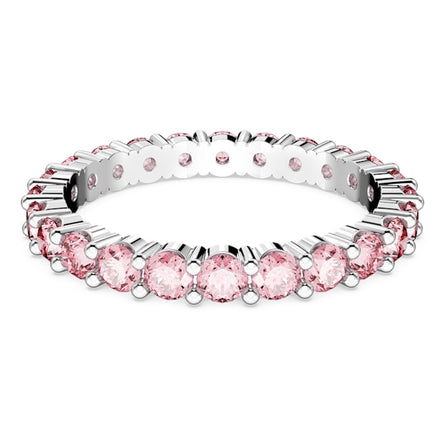 Swarovski Matrix ring Round cut, Pink, Rhodium plated