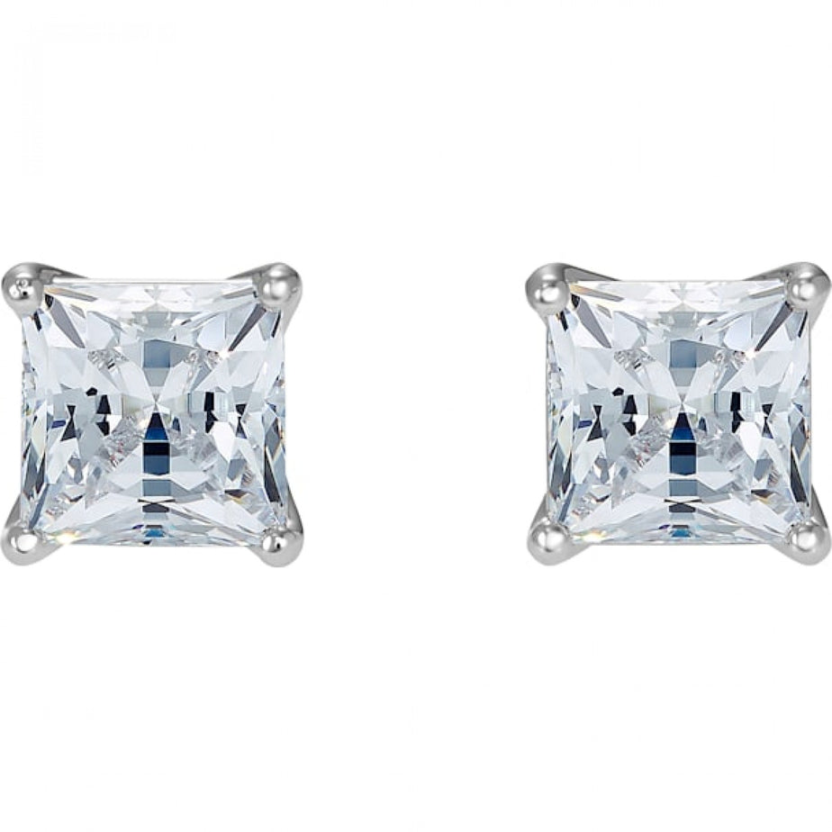 Swarovski Attract Pierced Earrings, White, Rhodium Plated