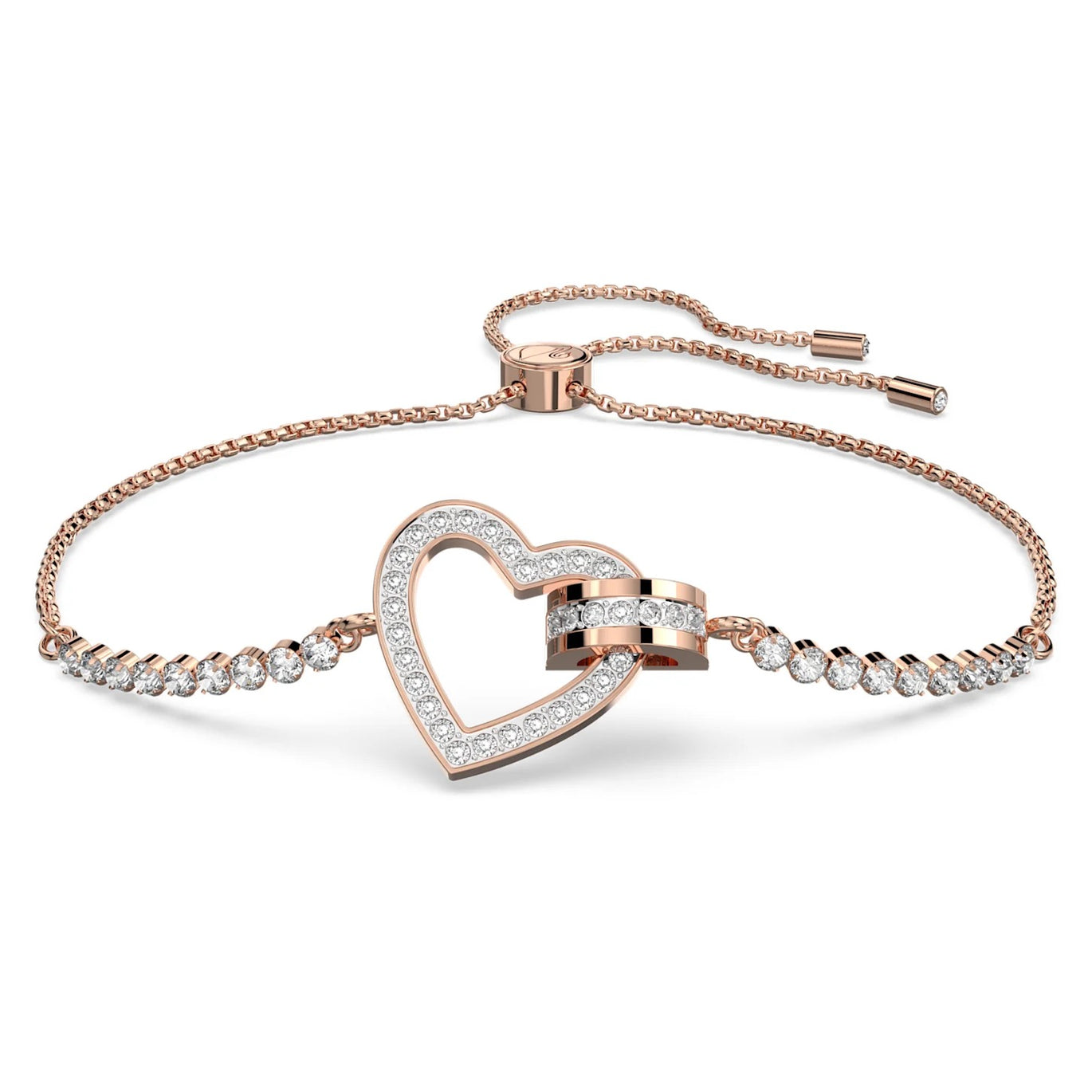 Swarovski Lovely Heart Bracelet, Rose Gold Tone