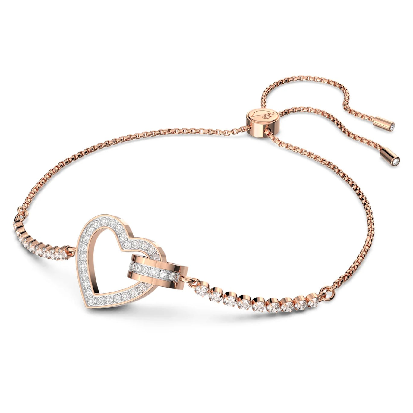 Swarovski Lovely Heart Bracelet, Rose Gold Tone