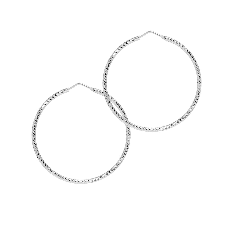 The Hoop Station La Roma Diamond-Cut Silver Hoops 45mm