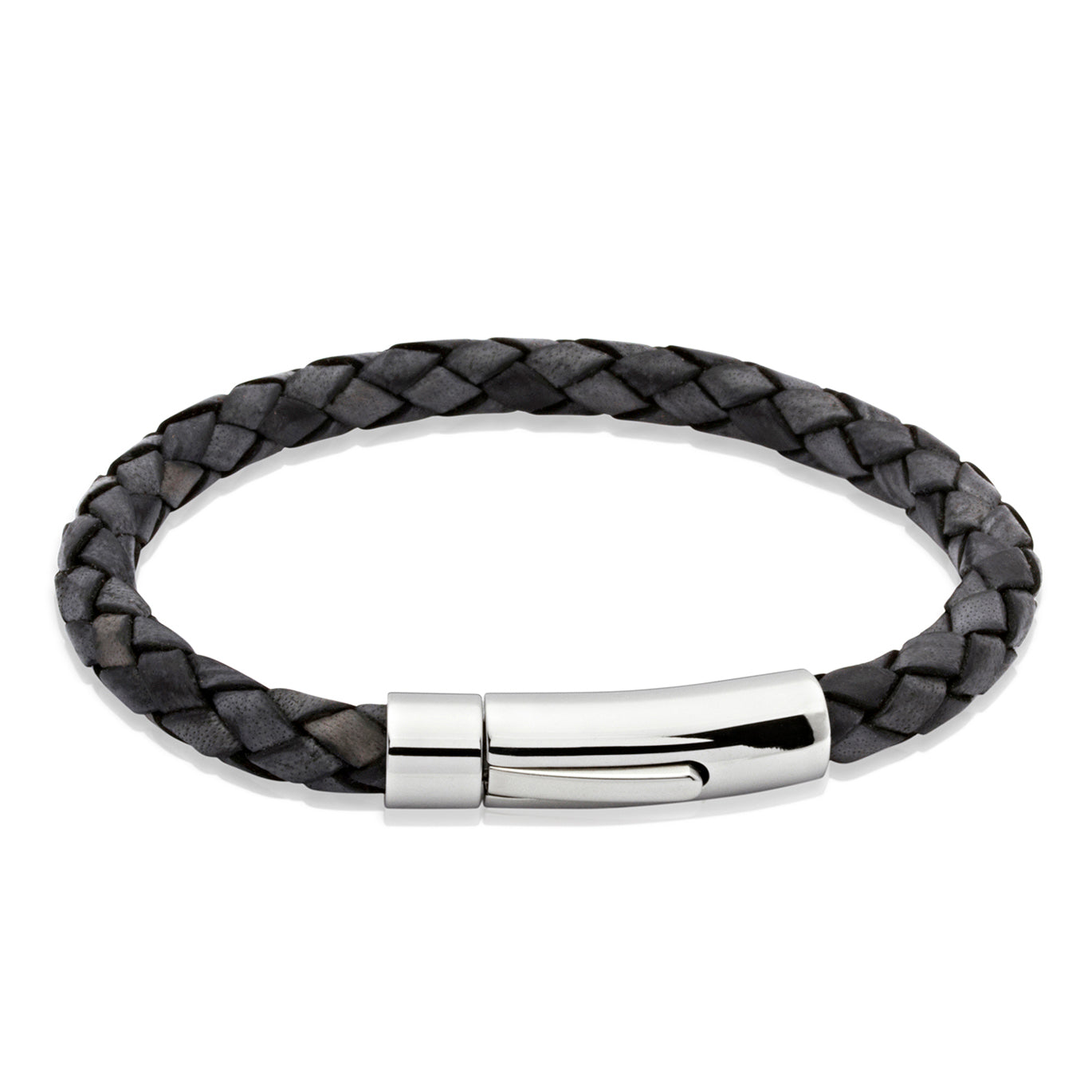 Mens Antique Black Woven Leather Bracelet