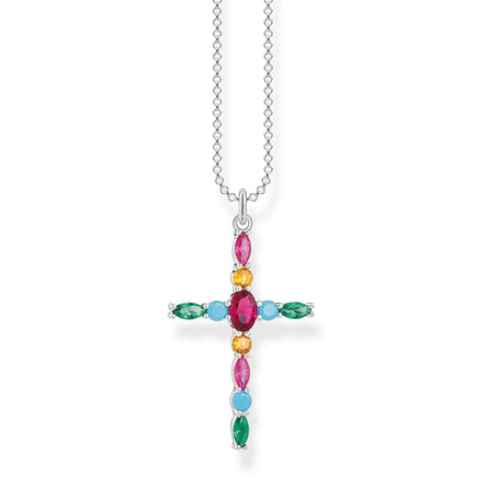 Thomas Sabo Colourful Stones Cross Necklace