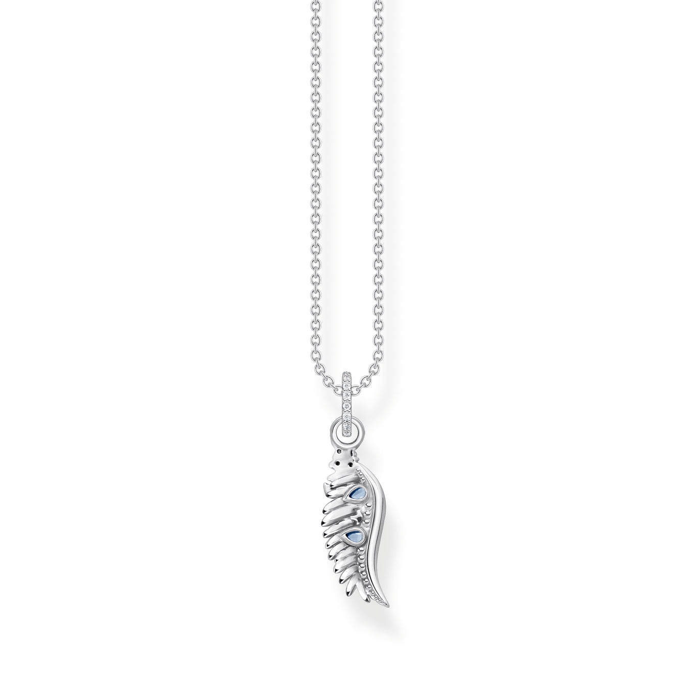 Phoenix Wing Silver Necklace With Blue Stones