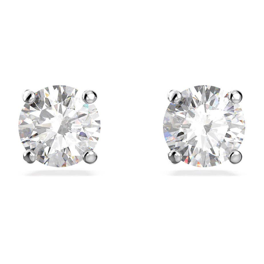 Swarovski Attract Stud Pierced Earrings, White, Rhodium Plated